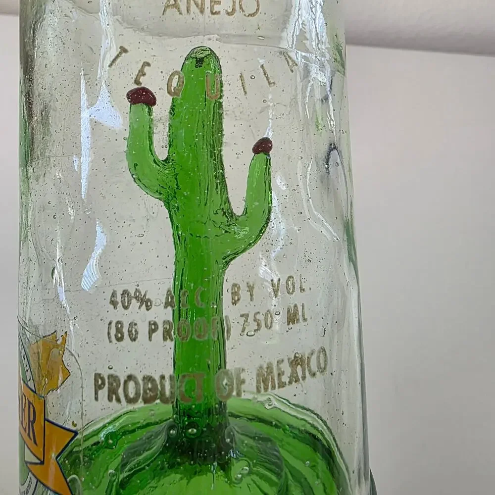 Vintage Porfidio Single Barrel Añejo Tequila Bottle Cactus Inside Glass Mexico